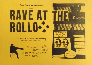 Flyer for Rave at the Rollox, Test Dept Productions